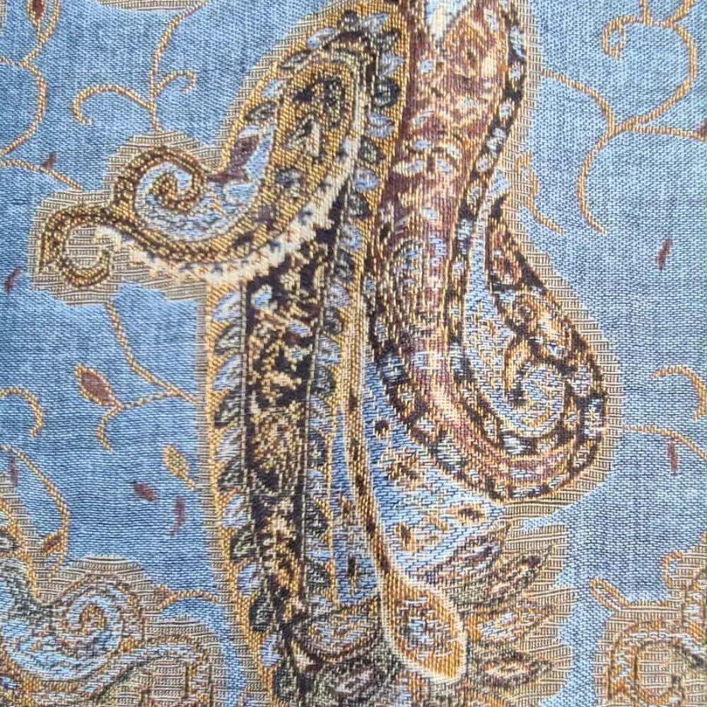 Denim Blue Brown Gold Pashmina & Skilk Pashmina
